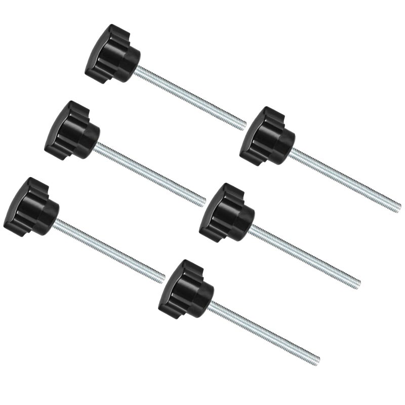 مقابض CoCud Star Clamping، M6 × 70 مم رأس ذكر 30 مم، مقابض يدوية برغي إبهام بلاستيكي، مسمار ملولب أسود - (التطبيقات: لآلات المخرطة)، 6 قطع - Image 1